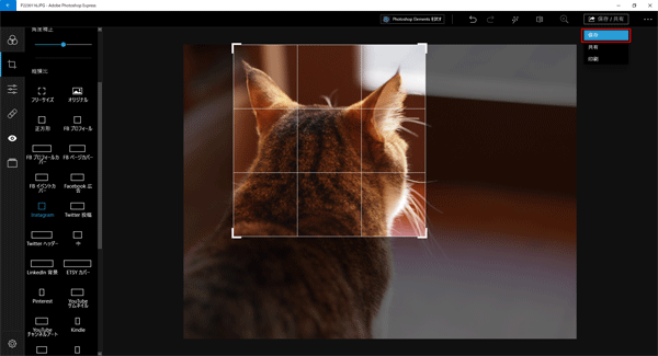 「保存/共有」ー「保存」を押して画像を保存します。